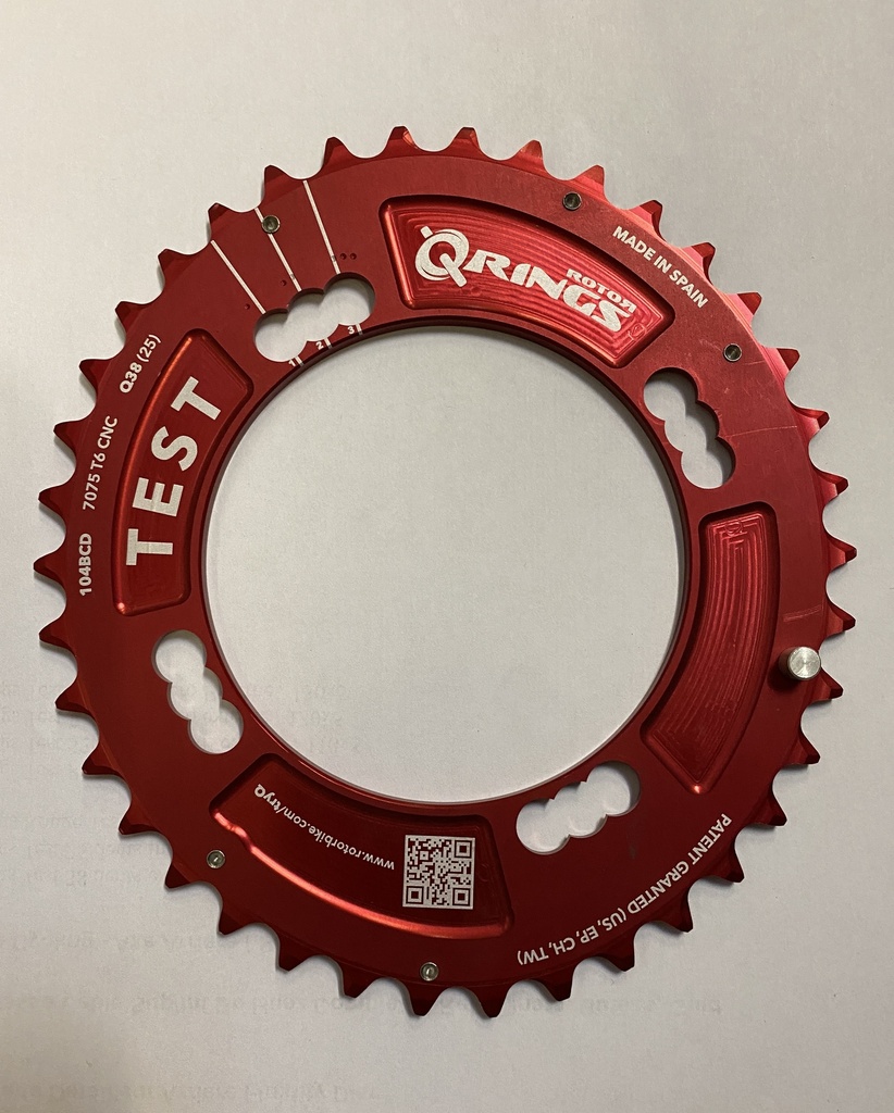 Rotor - Qrings Test 38 dents externe / entraxe 104 / Rouge