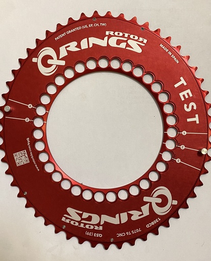 [QTEST53130] Rotor - Neuf - Qrings Test Rouge 53aero Externe / 130x5